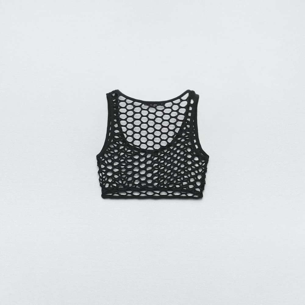 NWT Zara Black Fishnet Mesh Top